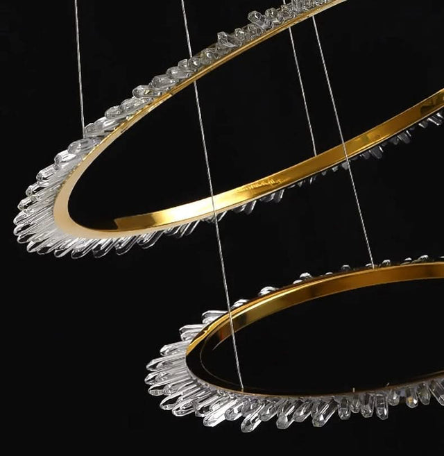 Rings Crystal LED Staircase Chandelier: Elegance-ChandeliersDecor.com
