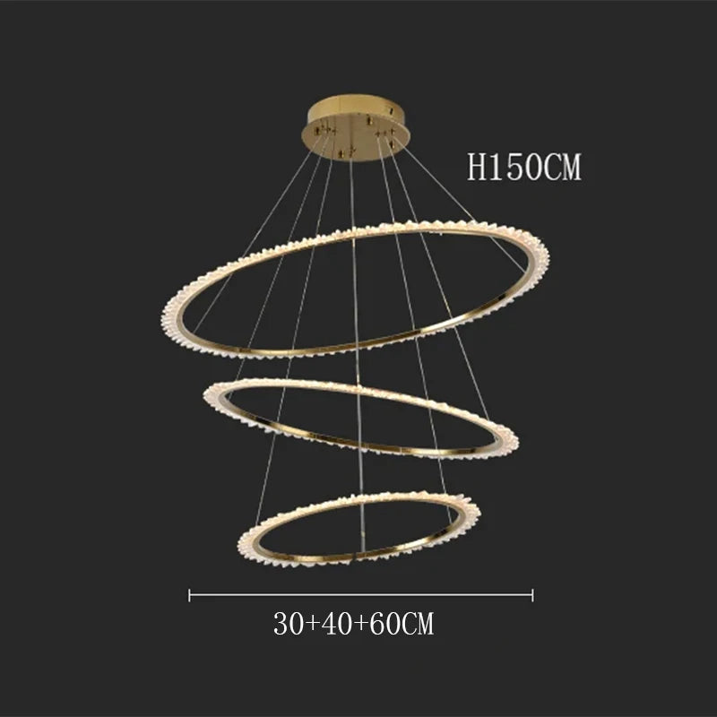 ChandeliersDecor.com-Staircase Chandelier-Rings Crystal LED Staircase Chandelier: Elegance