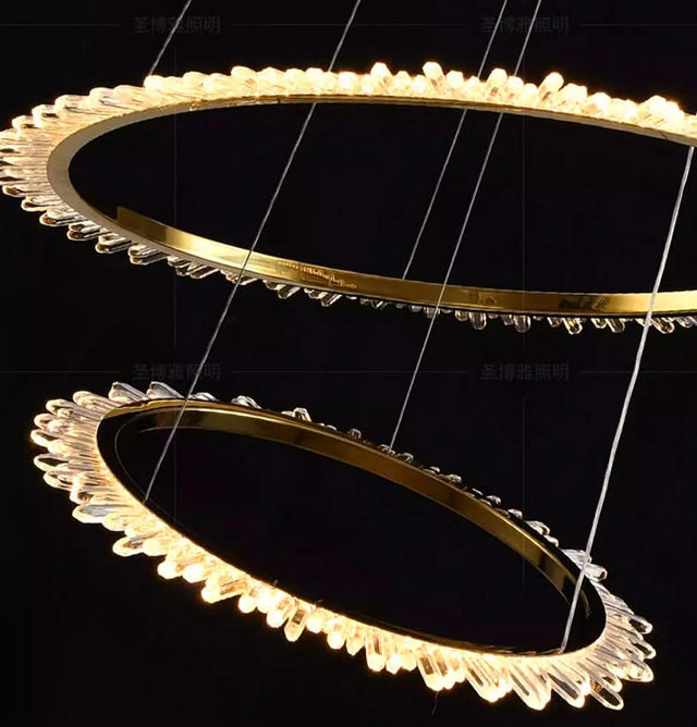 Rings Crystal LED Staircase Chandelier: Elegance-ChandeliersDecor.com