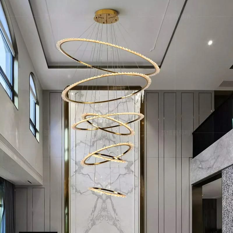 ChandeliersDecor.com-Staircase Chandelier-Rings Crystal LED Staircase Chandelier: Elegance