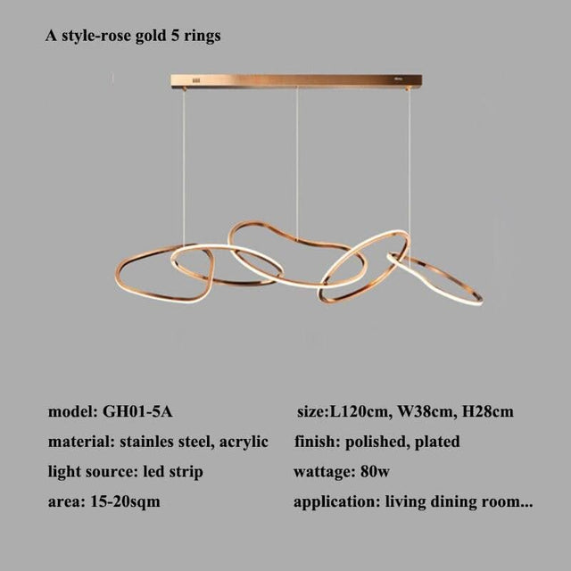 ChandeliersDecor.com-Kitchen Island-Rings LED Chandelier: Stunning Lighting Fixture