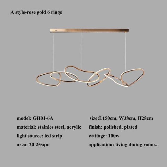 ChandeliersDecor.com-Kitchen Island-Rings LED Chandelier: Stunning Lighting Fixture