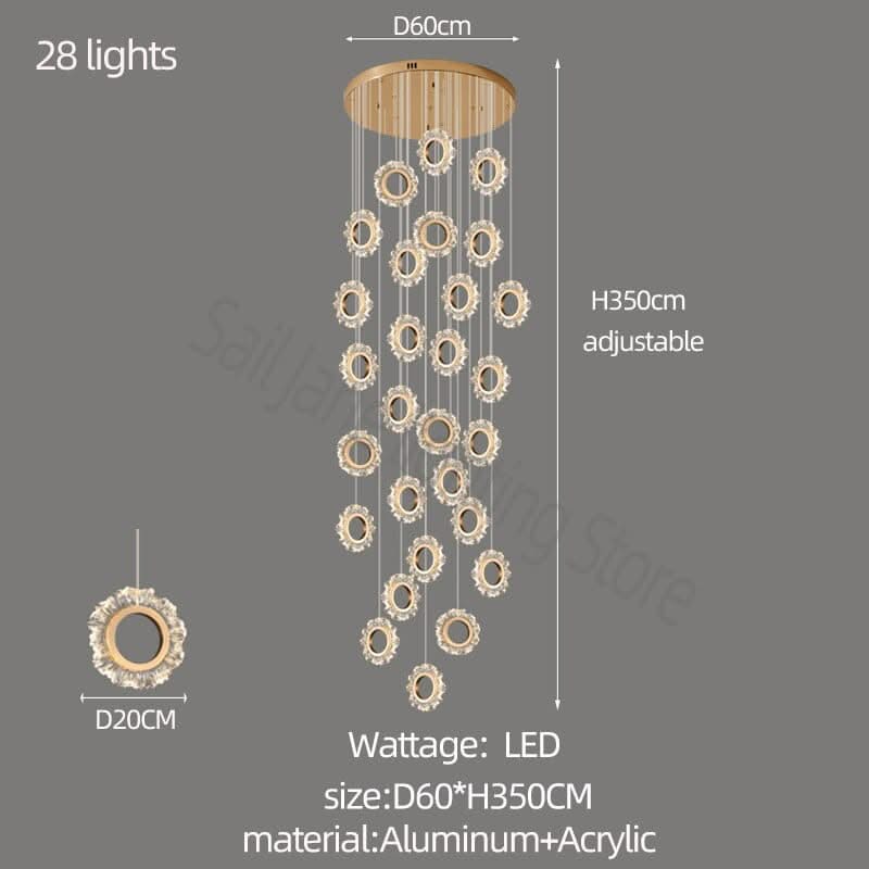 Rings LED Light Staircase Chandelier – Style Your Staircase-ChandeliersDecor.com