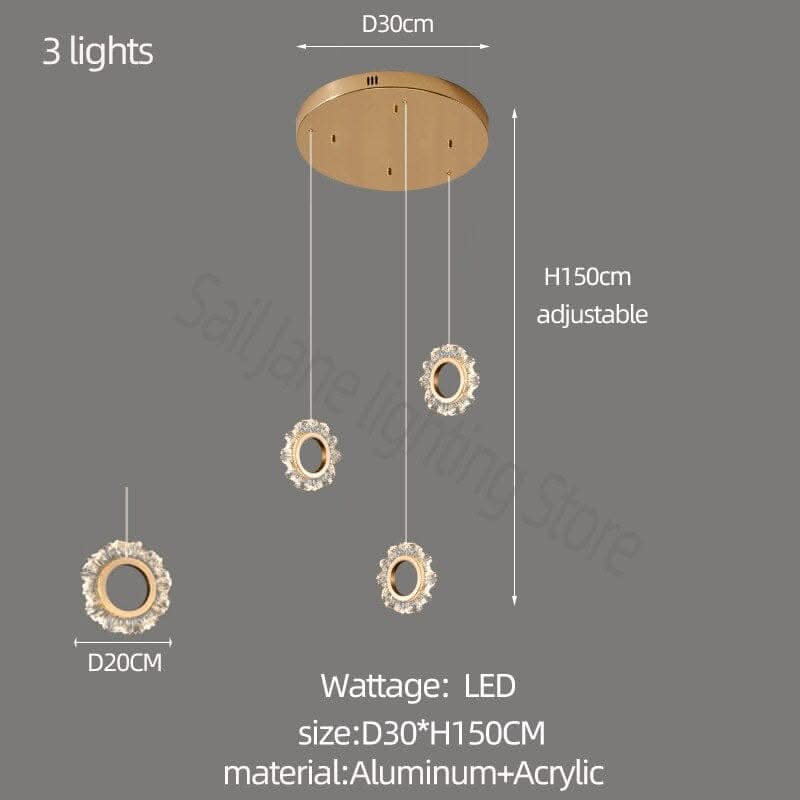 Rings LED Light Staircase Chandelier – Style Your Staircase-ChandeliersDecor.com