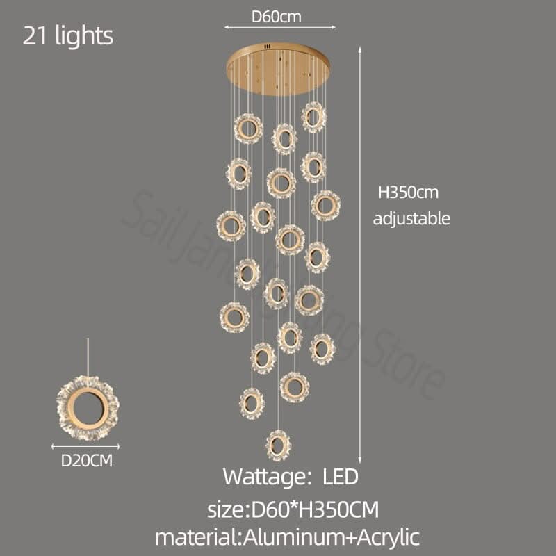 Rings LED Light Staircase Chandelier – Style Your Staircase-ChandeliersDecor.com