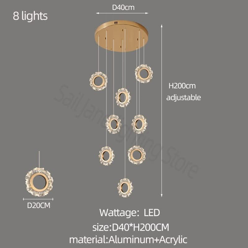 Rings LED Light Staircase Chandelier – Style Your Staircase-ChandeliersDecor.com