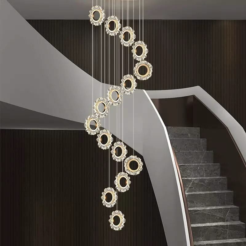 Rings LED Light Staircase Chandelier – Style Your Staircase-ChandeliersDecor.com