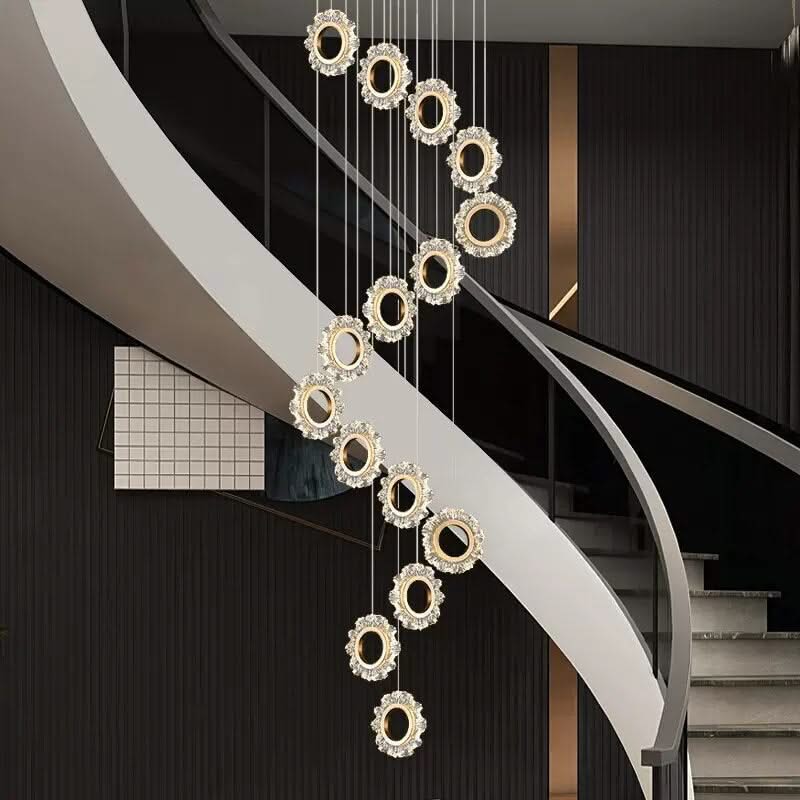 Rings LED Light Staircase Chandelier – Style Your Staircase-ChandeliersDecor.com