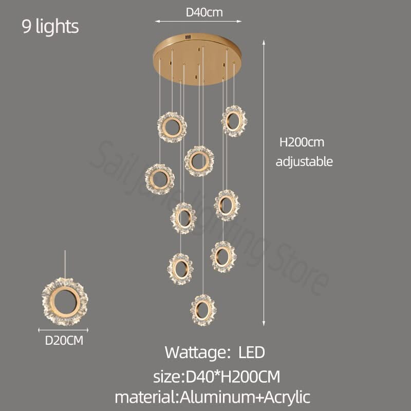 Rings LED Light Staircase Chandelier – Style Your Staircase-ChandeliersDecor.com