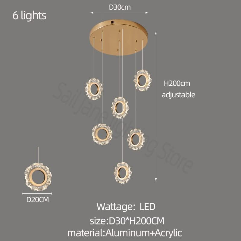 Rings LED Light Staircase Chandelier – Style Your Staircase-ChandeliersDecor.com