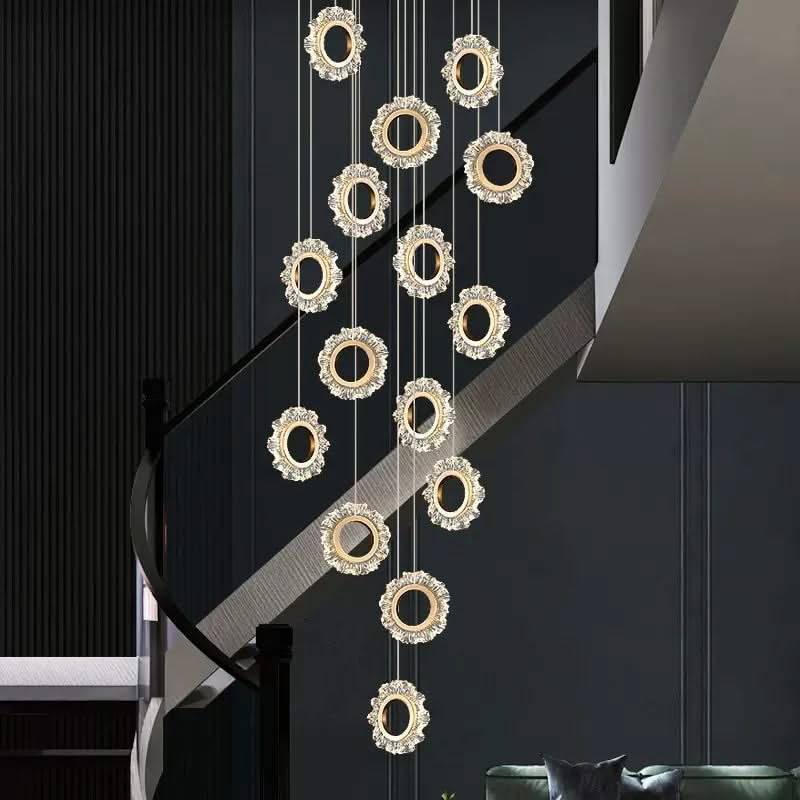 Rings LED Light Staircase Chandelier – Style Your Staircase-ChandeliersDecor.com