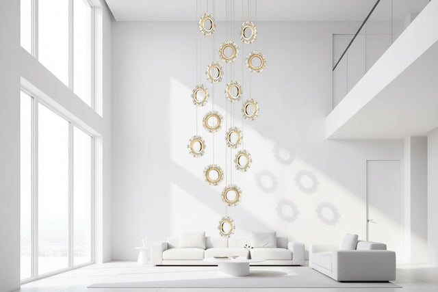 Rings LED Light Staircase Chandelier – Style Your Staircase-ChandeliersDecor.com
