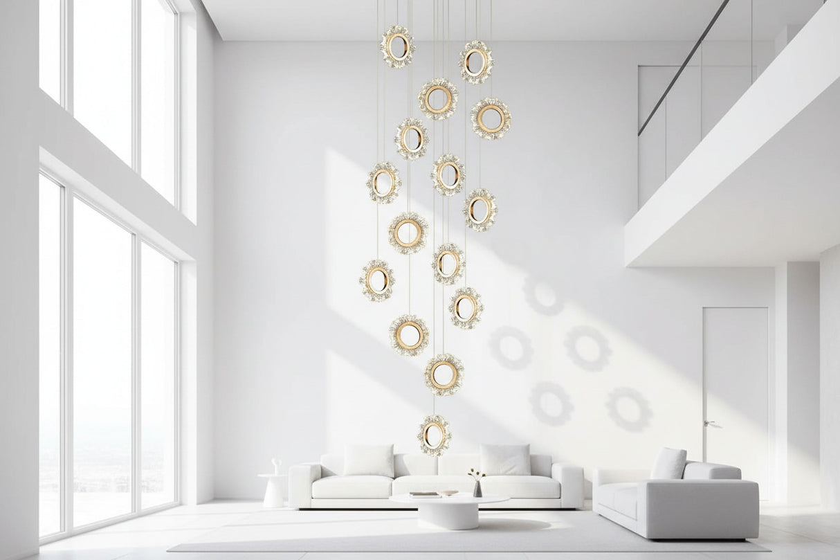 Rings LED Light Staircase Chandelier – Style Your Staircase-ChandeliersDecor.com