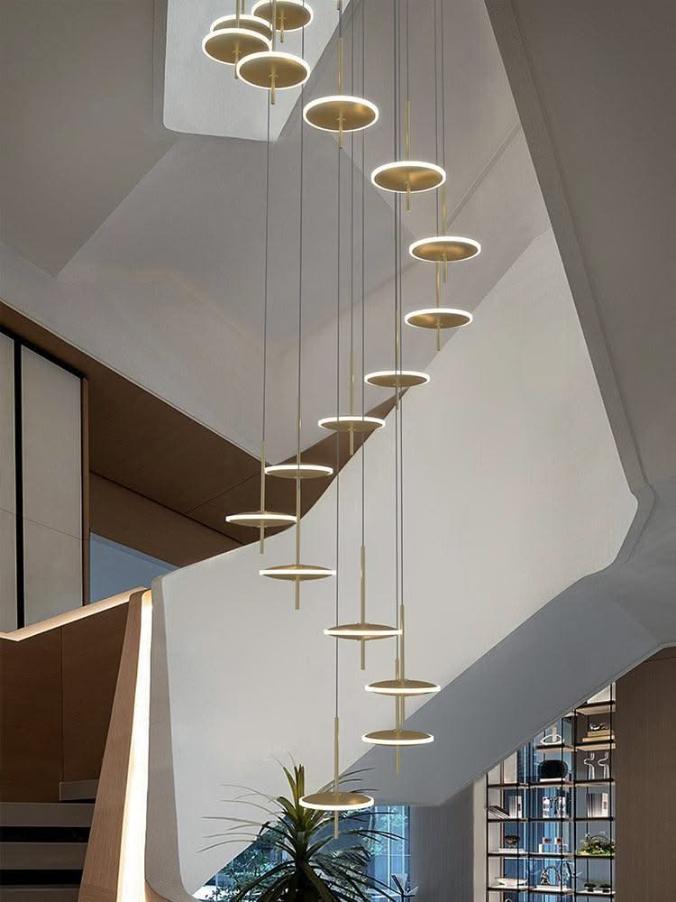ChandeliersDecor.com-Staircase Chandelier-Rings LED Plate Staircase Chandelier