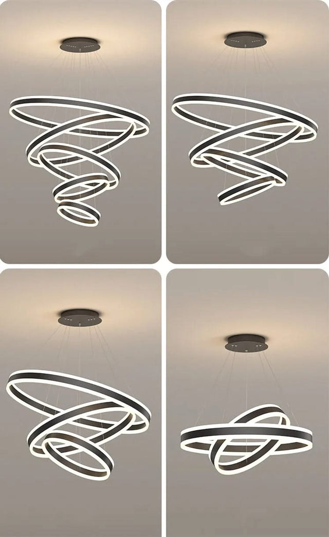 Rings LED Staircase Chandelier: Unparalleled Elegance-ChandeliersDecor.com