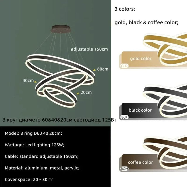 Rings LED Staircase Chandelier: Unparalleled Elegance-ChandeliersDecor.com