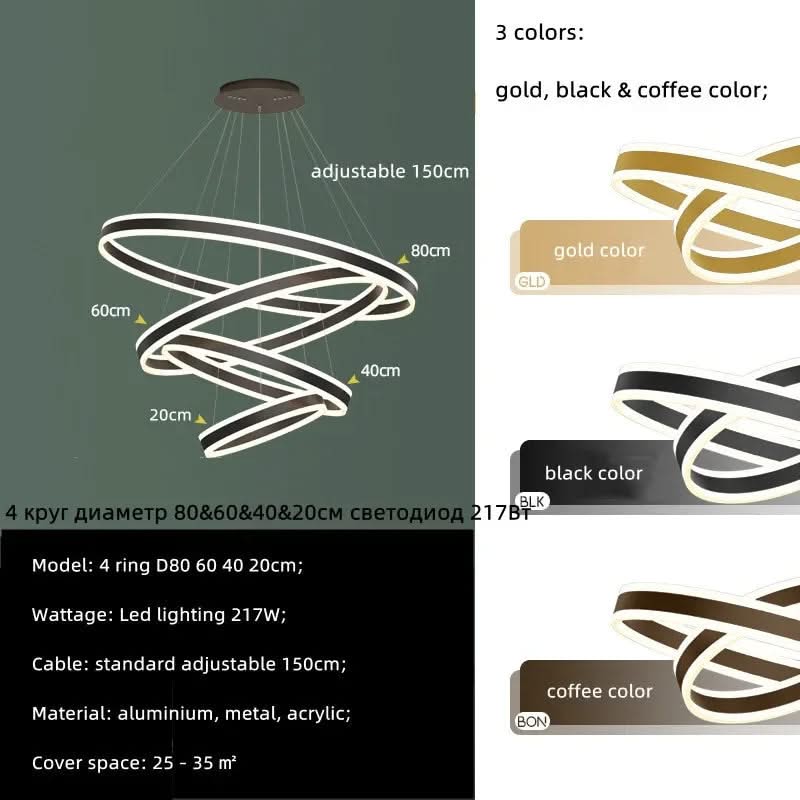 Rings LED Staircase Chandelier: Unparalleled Elegance-ChandeliersDecor.com