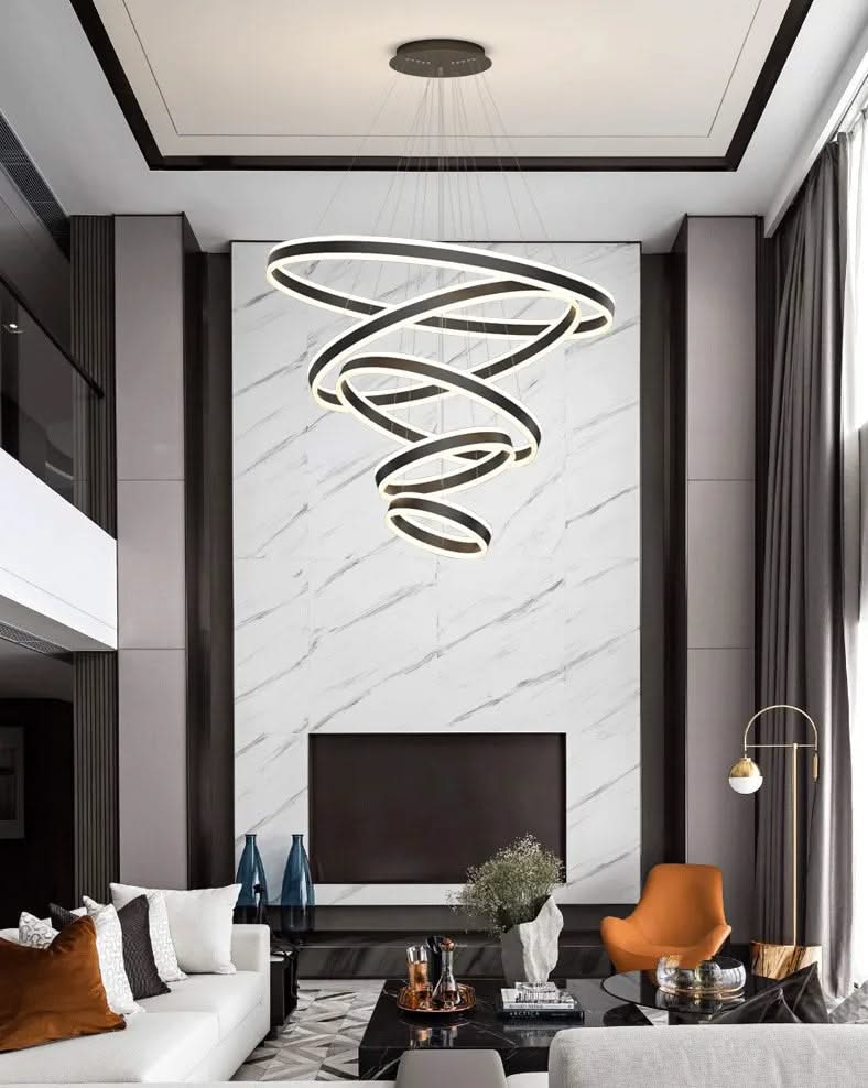 Rings LED Staircase Chandelier: Unparalleled Elegance-ChandeliersDecor.com