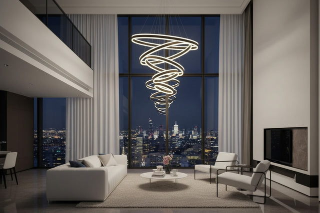 Rings LED Staircase Chandelier: Unparalleled Elegance-ChandeliersDecor.com