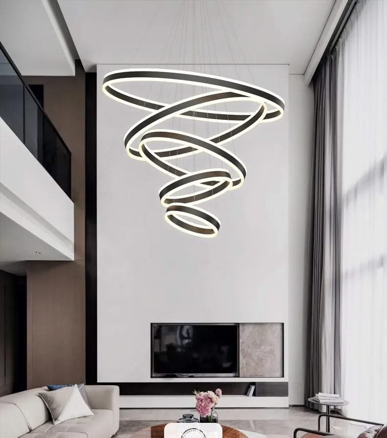 Rings LED Staircase Chandelier: Unparalleled Elegance-ChandeliersDecor.com