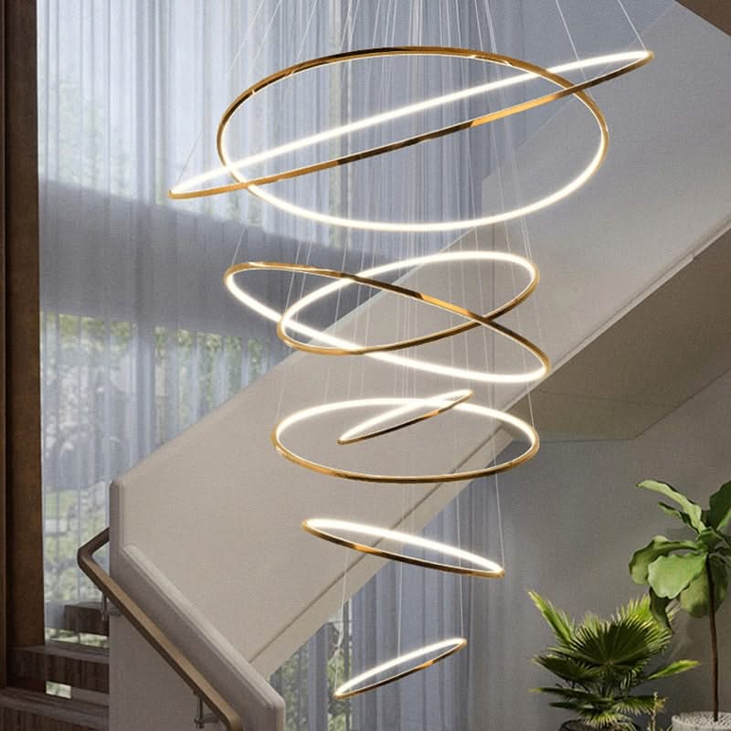 ChandeliersDecor.com-Staircase Chandelier-Rings Staircase Chandelier: Unparalleled Elegance