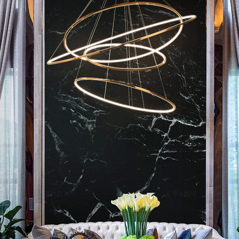 ChandeliersDecor.com-Staircase Chandelier-Rings Staircase Chandelier: Unparalleled Elegance