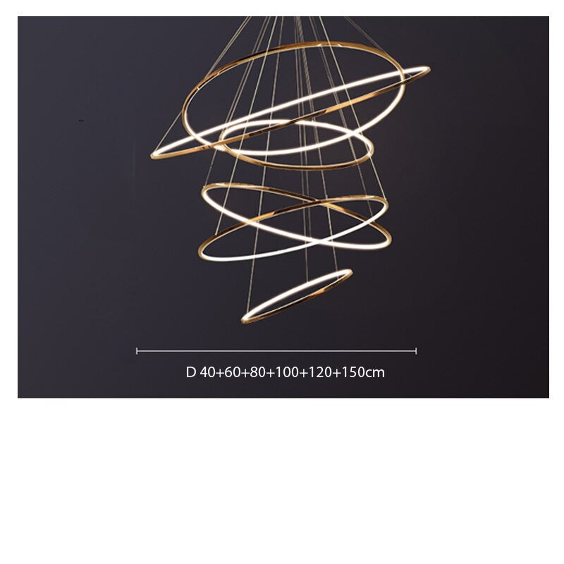 ChandeliersDecor.com-Staircase Chandelier-Rings Staircase Chandelier: Unparalleled Elegance