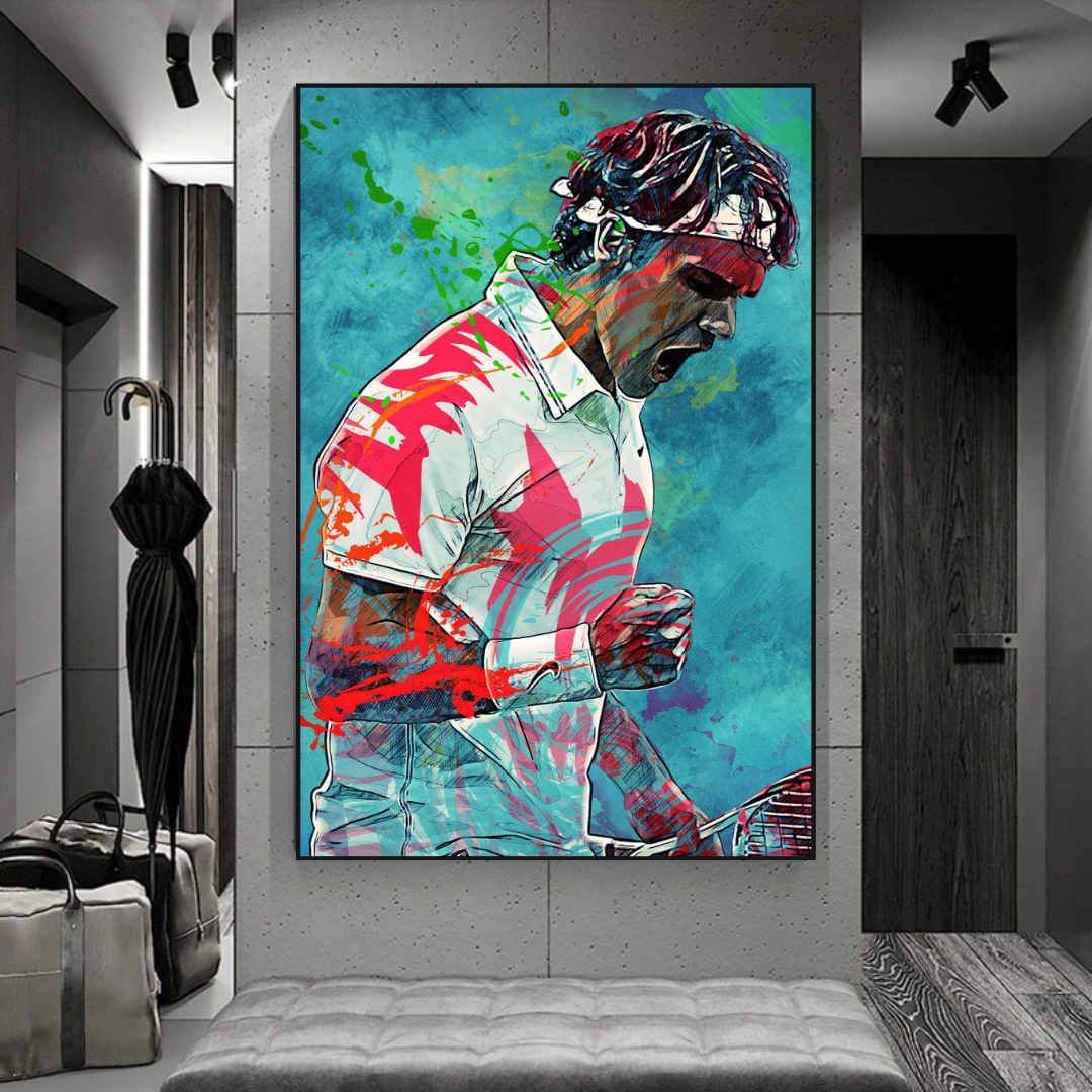 Roger Federer Canvas Wall Art: The Tennis Legend-ChandeliersDecor.com