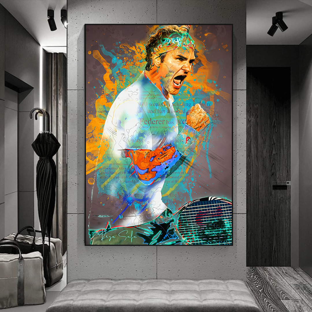 ChandeliersDecor.com-Wall Posters-Roger Federer Tennis Legend Sports Canvas Wall Art