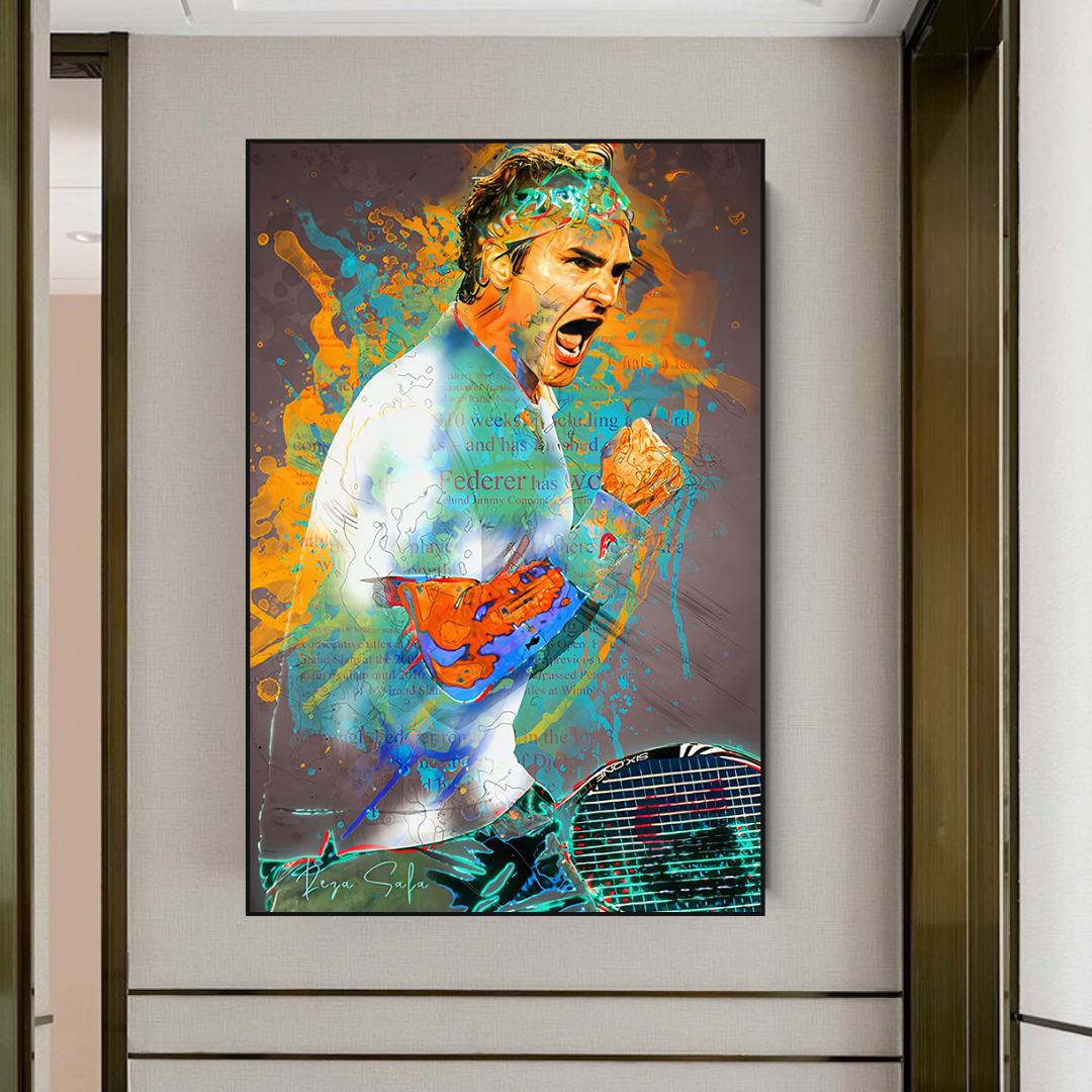 Roger Federer Tennis Legend Sports Canvas Wall Art-ChandeliersDecor.com