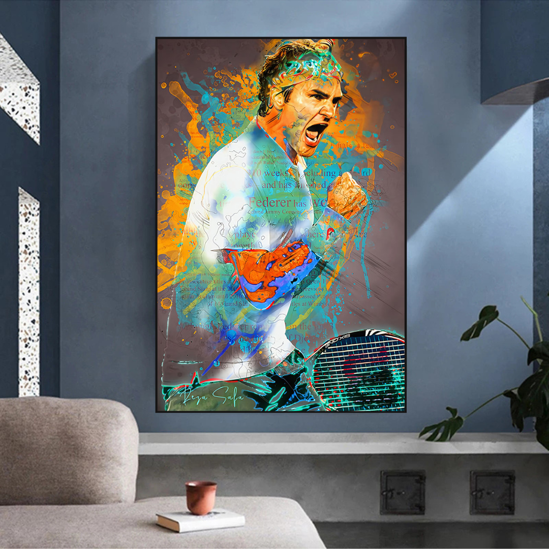 Roger Federer Tennis Legend Sports Canvas Wall Art-ChandeliersDecor.com
