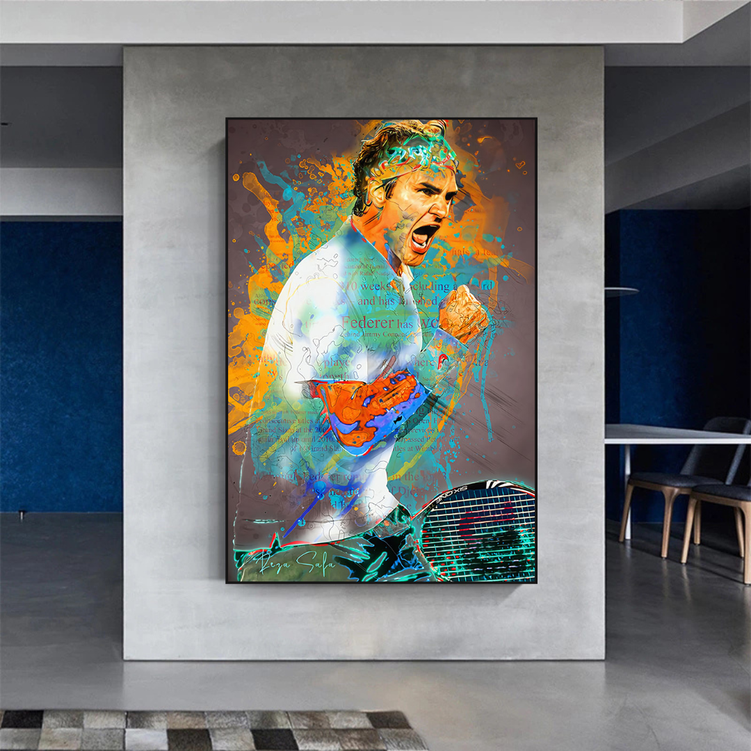 ChandeliersDecor.com-Wall Posters-Roger Federer Tennis Legend Sports Canvas Wall Art