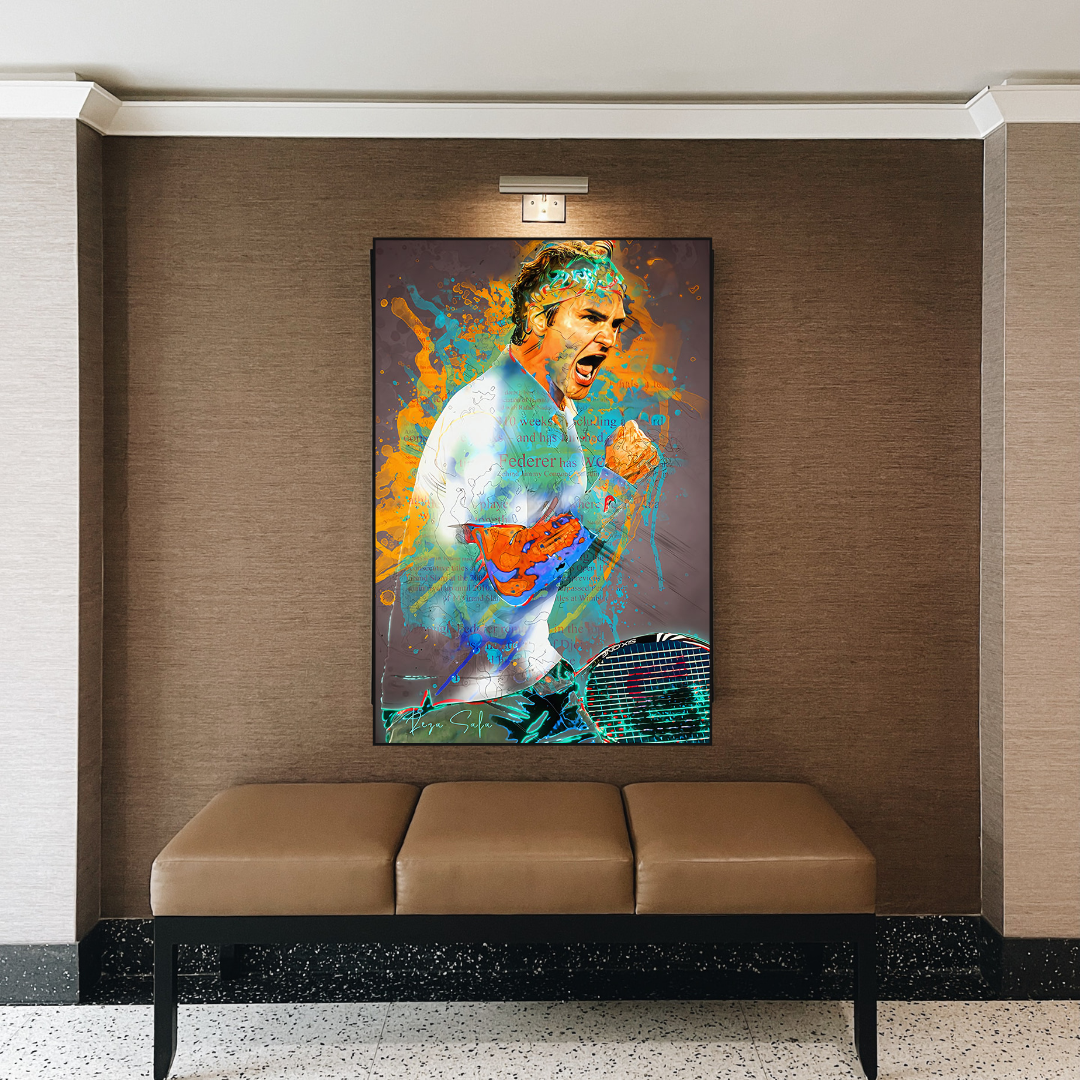ChandeliersDecor.com-Wall Posters-Roger Federer Tennis Legend Sports Canvas Wall Art