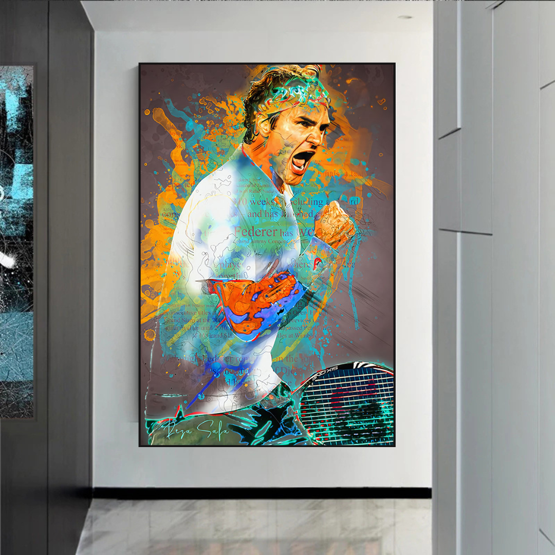 Roger Federer Tennis Legend Sports Canvas Wall Art-ChandeliersDecor.com