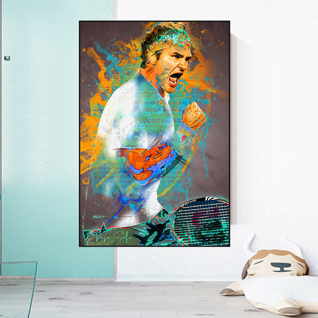 ChandeliersDecor.com-Wall Posters-Roger Federer Tennis Legend Sports Canvas Wall Art