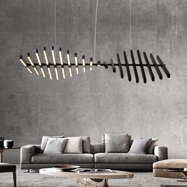ChandeliersDecor.com-Kitchen Island-Rotatable Light Bars Chandelier: Illuminate Your Space