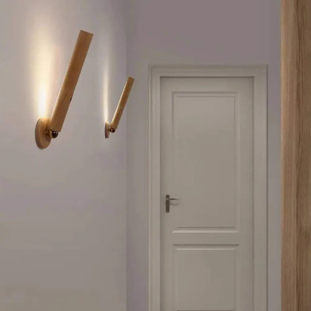 Rotatable Oak Wood 360° Wall Light USB Chargeable-ChandeliersDecor.com