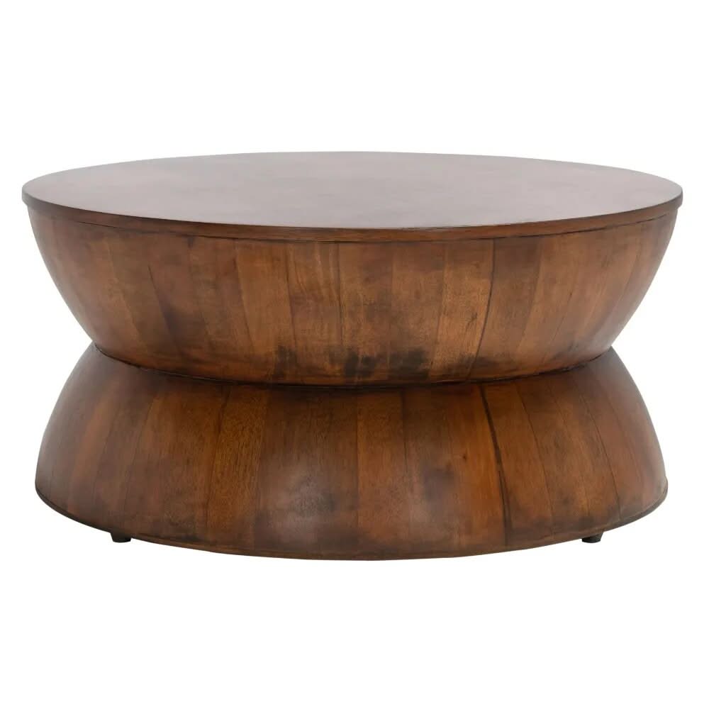 Rustic Solid Wood Round Coffee Table-ChandeliersDecor.com
