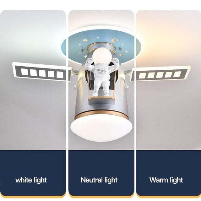 ChandeliersDecor.com-Kids Room Nursery Lighting-Satellite Earth Space Ship NASA LED Ceiling Lamp for Kids Room