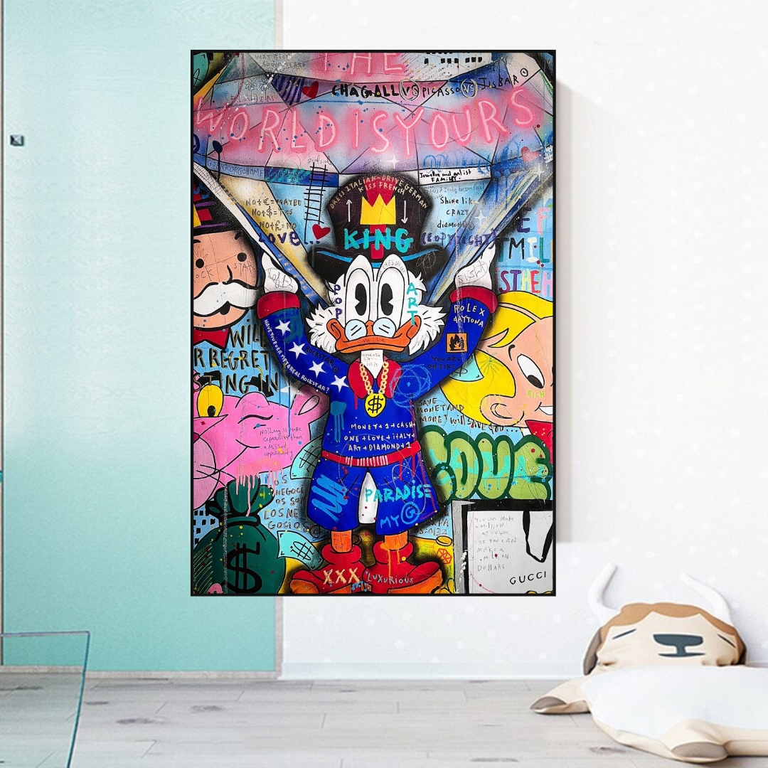 ChandeliersDecor.com-Scrooge McDuck Wall Art-Scrooge Canvas Wall Art – The World is Yours