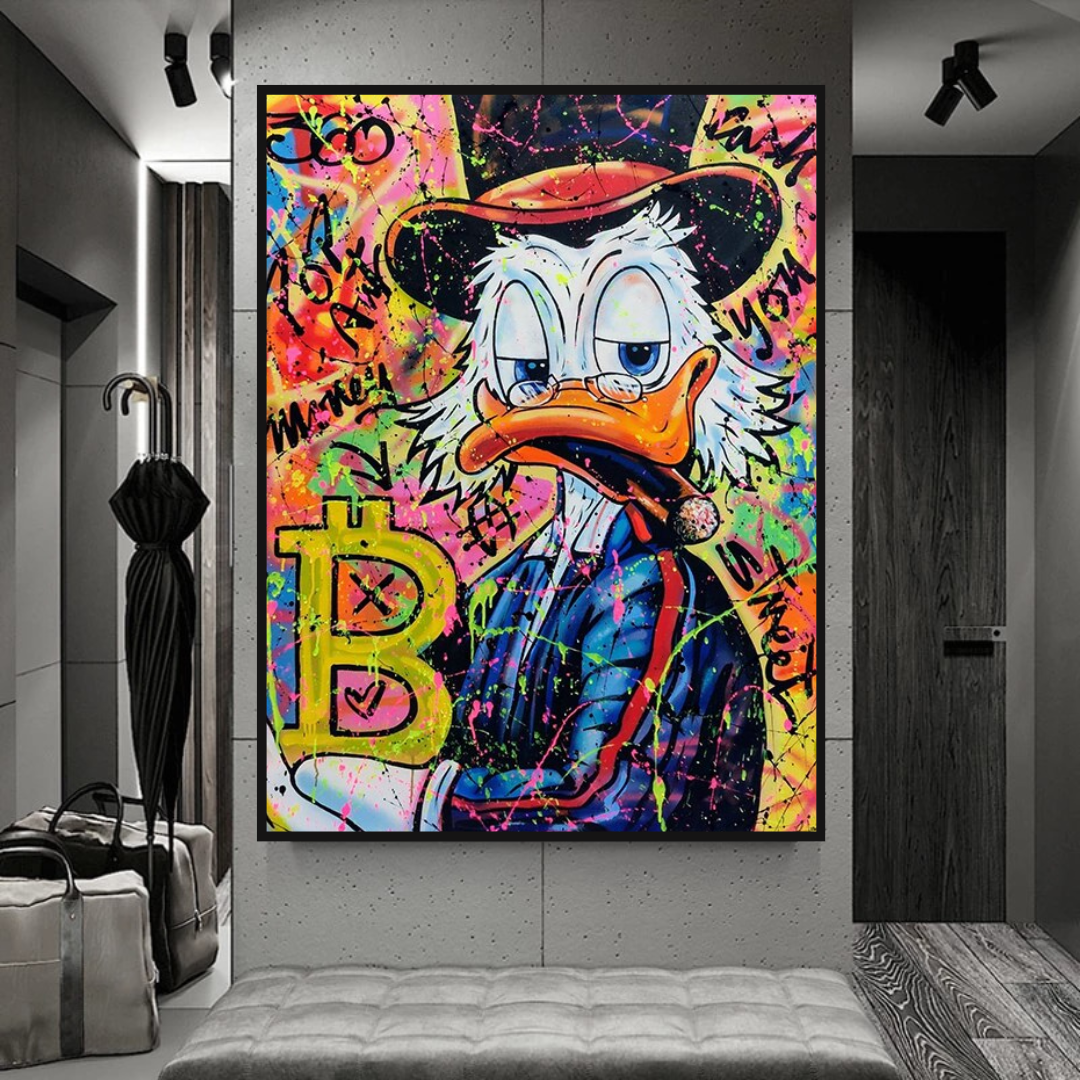 Scrooge McDuck Bitcoin Millionaire Canvas Wall Art-ChandeliersDecor.com