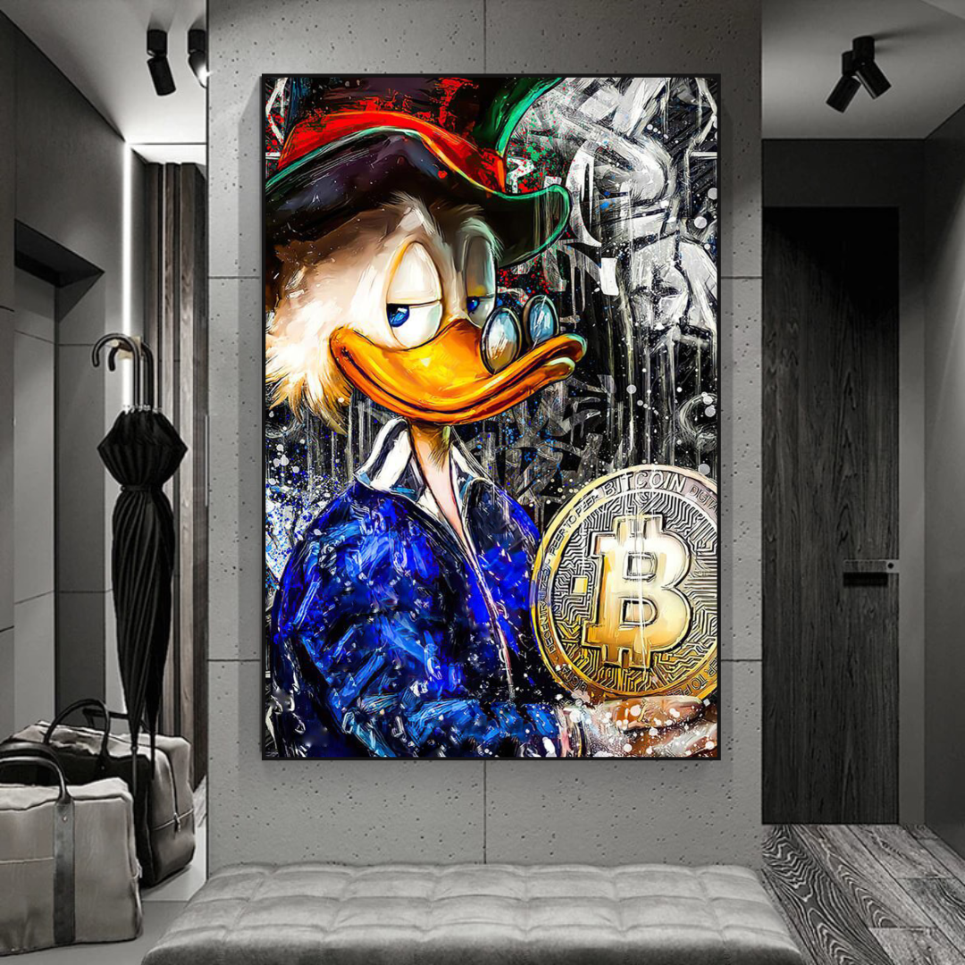 Scrooge McDuck Bitcoin Millionaire Canvas Wall Art-ChandeliersDecor.com