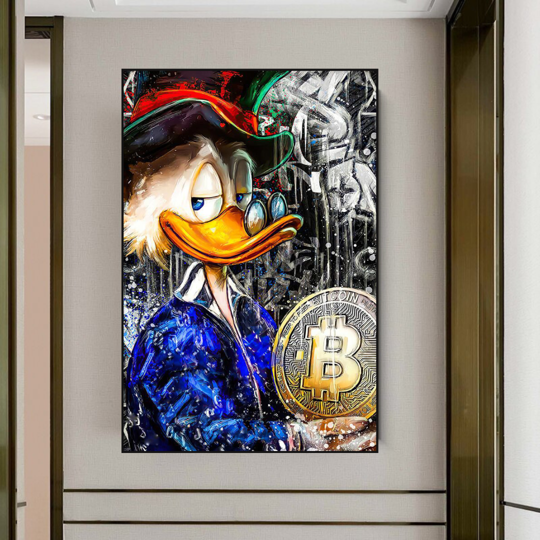 Scrooge McDuck Bitcoin Millionaire Canvas Wall Art-ChandeliersDecor.com