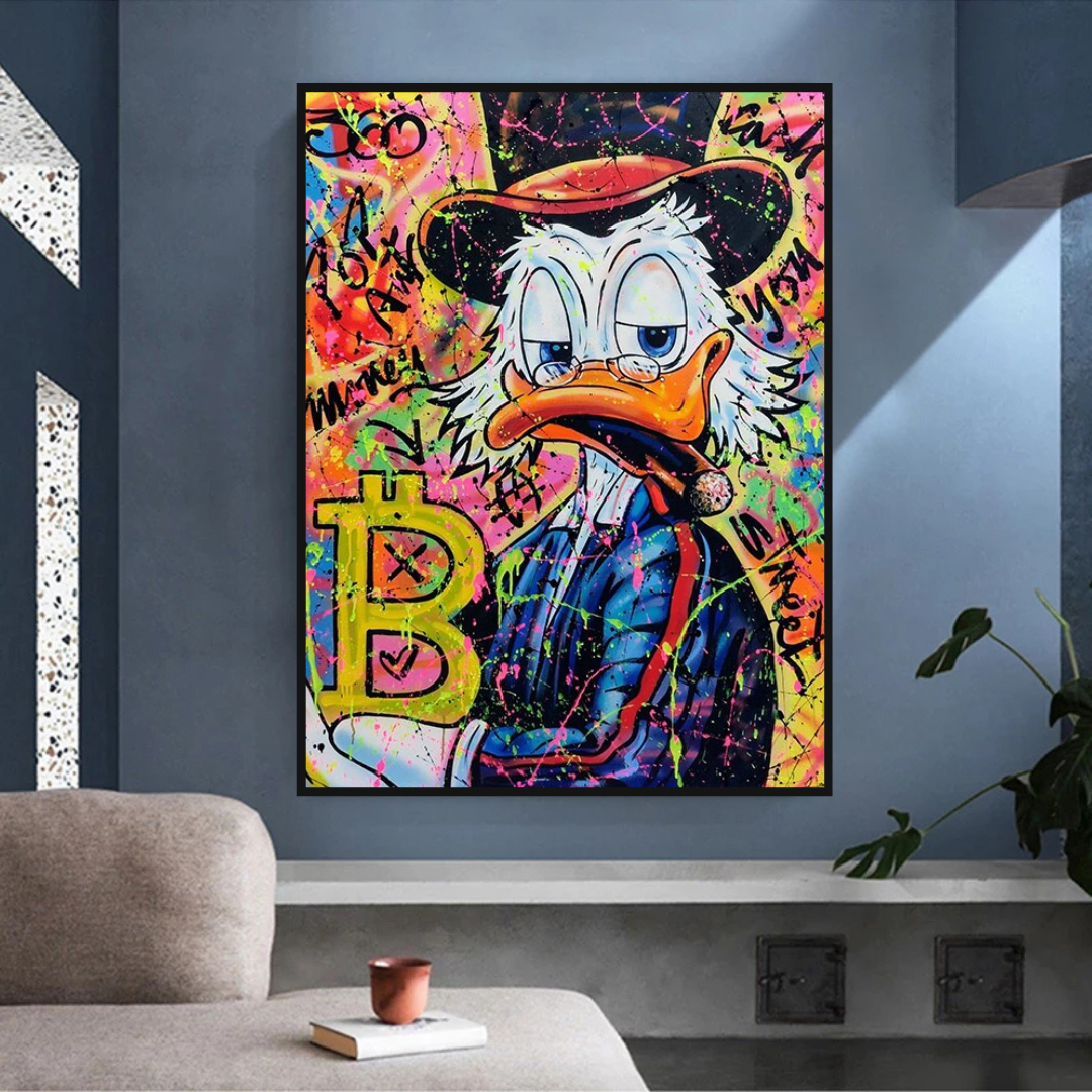 Scrooge McDuck Bitcoin Millionaire Canvas Wall Art-ChandeliersDecor.com