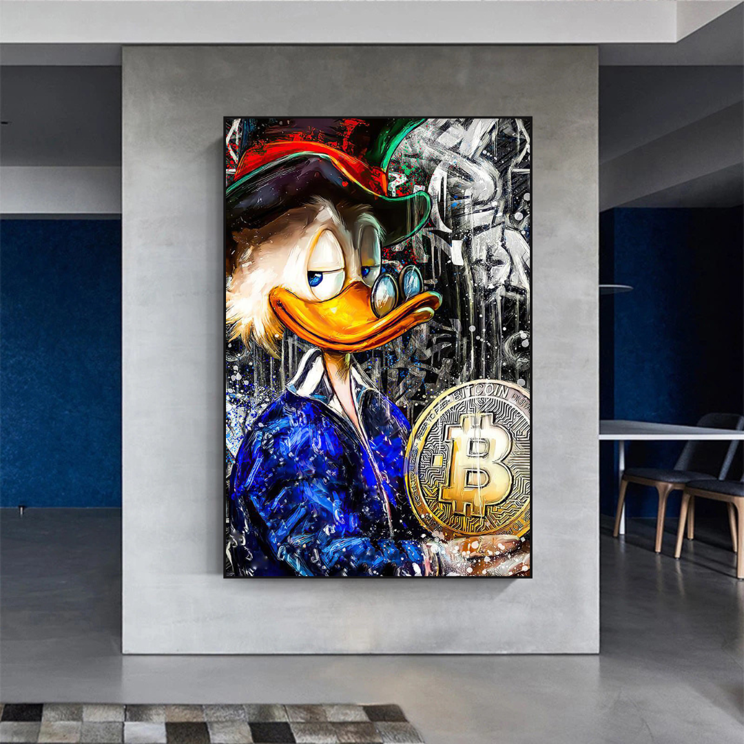 Scrooge McDuck Bitcoin Millionaire Canvas Wall Art-ChandeliersDecor.com