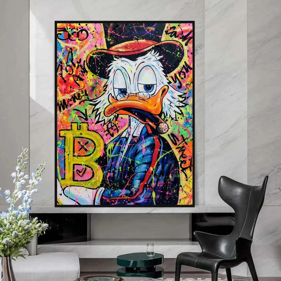Scrooge McDuck Bitcoin Millionaire Canvas Wall Art-ChandeliersDecor.com