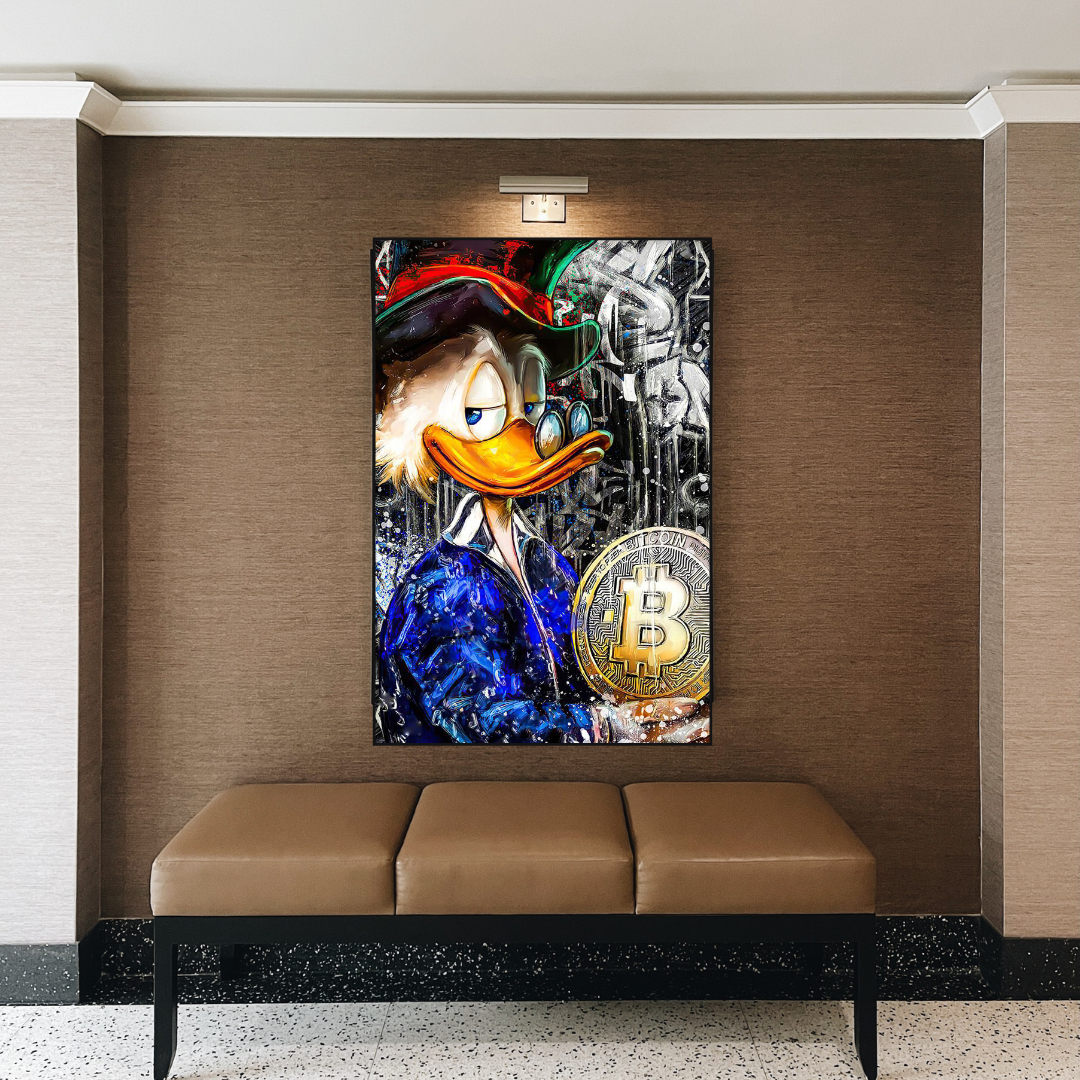 Scrooge McDuck Bitcoin Millionaire Canvas Wall Art-ChandeliersDecor.com