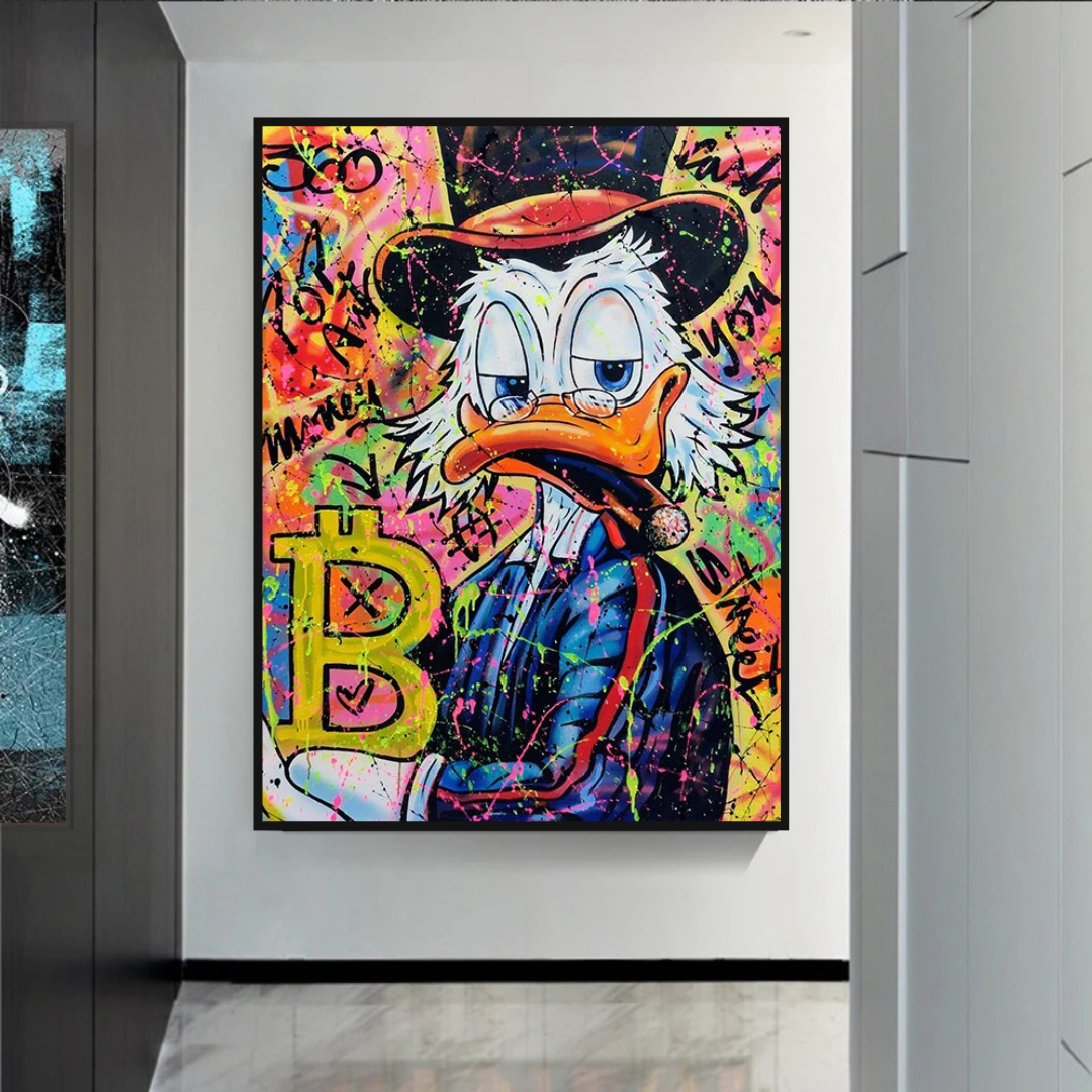 Scrooge McDuck Bitcoin Millionaire Canvas Wall Art-ChandeliersDecor.com