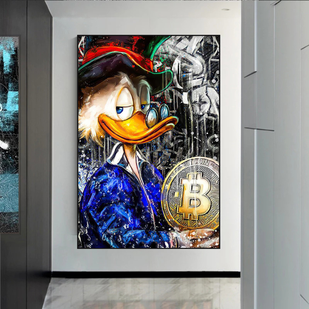 Scrooge McDuck Bitcoin Millionaire Canvas Wall Art-ChandeliersDecor.com