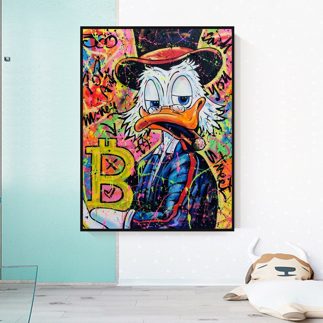 Scrooge McDuck Bitcoin Millionaire Canvas Wall Art-ChandeliersDecor.com